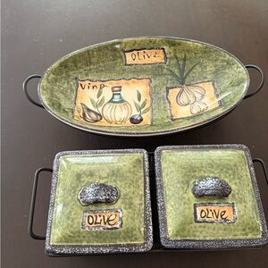 Green Olive Ceramic Serving Set
